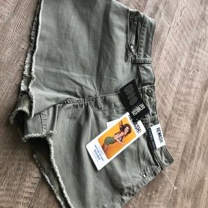 Olive green high rise shorts